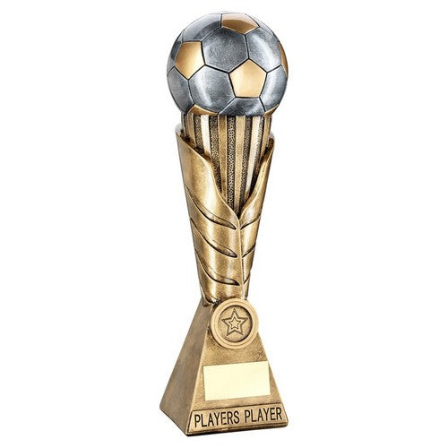 Brz-Pew-Gold Football On Leaf Burst Column Trophy - Players Player