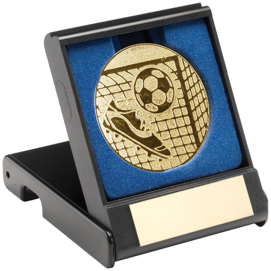 5cm Black Plastic Box With Foil Football Insert