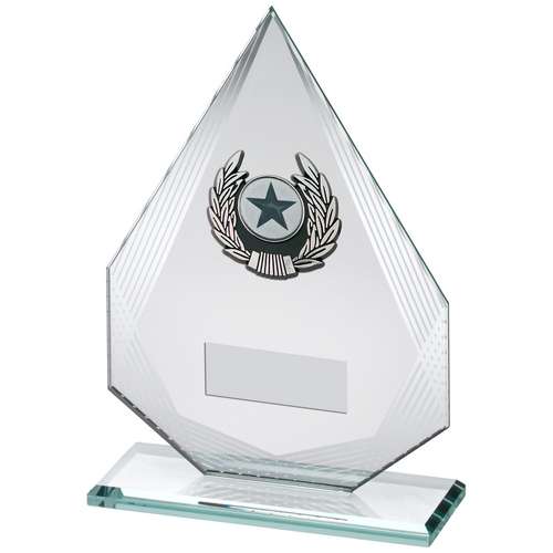 Jade-Silver Diamond Glass With Silv-Blk Trim Trophy - Available in 3 Sizes