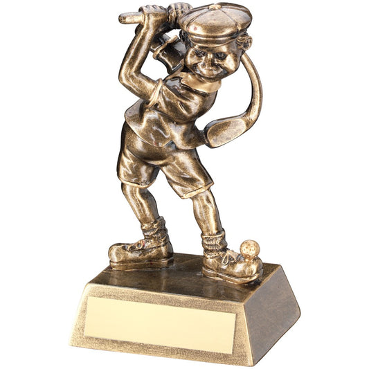 14cm Bronze & Gold Male Comic Golf Figure Trophy - 5.5In