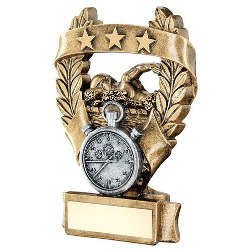 Brz-Pew-Gold Swimming 3 Star Wreath Award Trophy - 3 Sizes