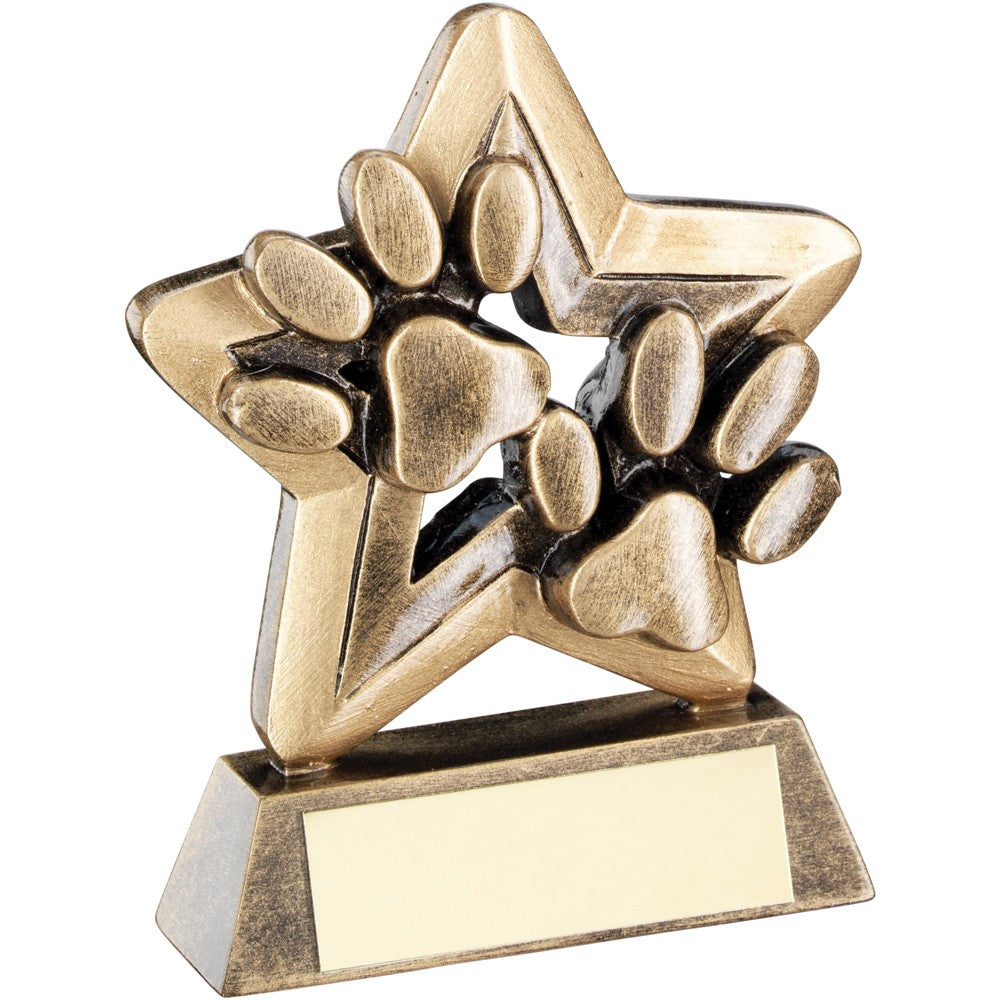 9.5cm Bronze & Gold Dog Paws Trophy Mini Star Trophy