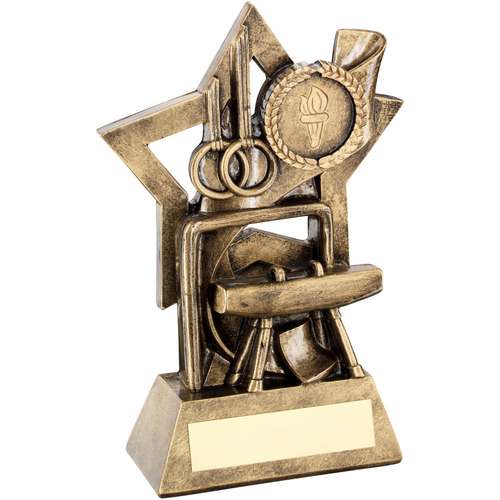 14.5cm Brz-Gold Gymnastics On Star Backdrop Trophy