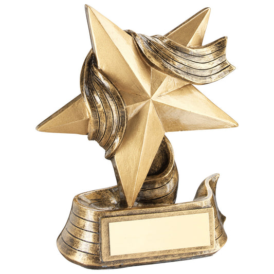 Brz-Gold Star And Ribbon Award Trophy