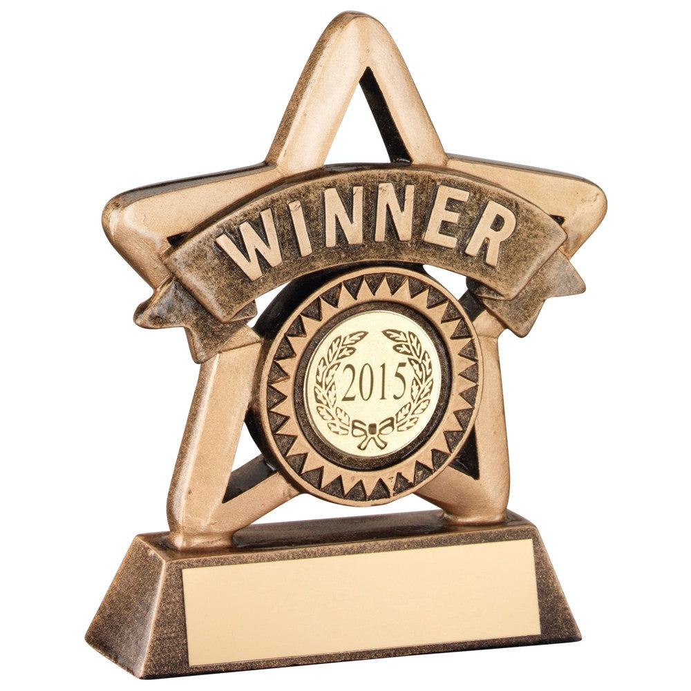 9.5cm Bronze & Gold Resin 'Runner Up' Mini Star Trophy