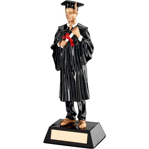 23.5cm Blk-Gold Resin Male Graduate Trophy