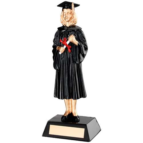 23.5cm Blk-Gold Resin Female Graduate Trophy