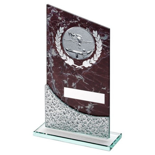 Brown Marble Printed Glass Plaque With Pool-Snooker Insert And Plate - Available in 3 Sizes
