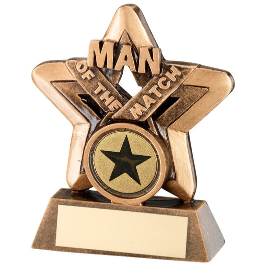 9.5cm Bronze & Gold Man Of The Match Mini Star Trophy