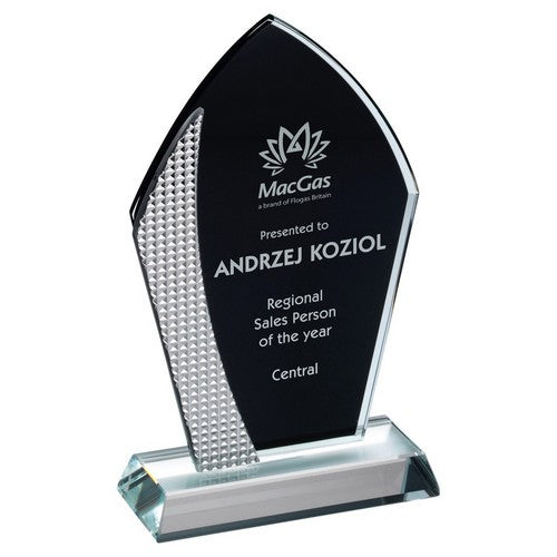 Black Backed Clear Glass Arrowhead With Silver Detail - Available in 3 Sizes