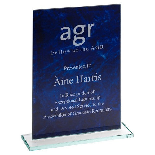 Blue Marble Backed Jade Glass Rectangle - Available in 3 Sizes