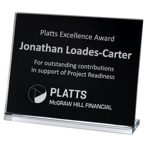 191x241mm Black Backed Clear Glass Landscape Plaque