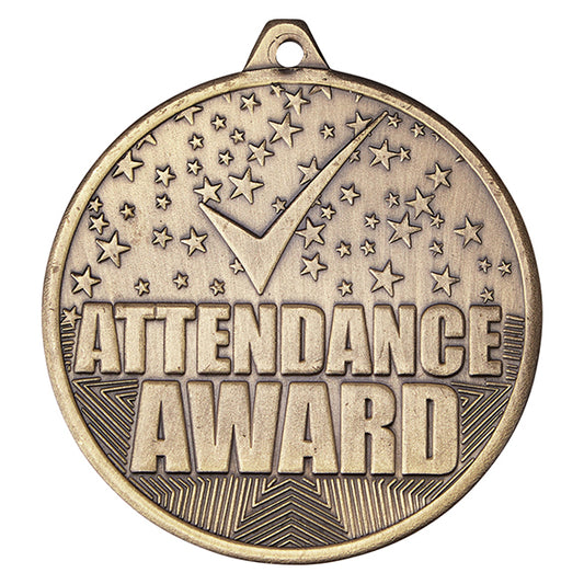 Cascade Attendance Iron Medal Antique Gold 50mm