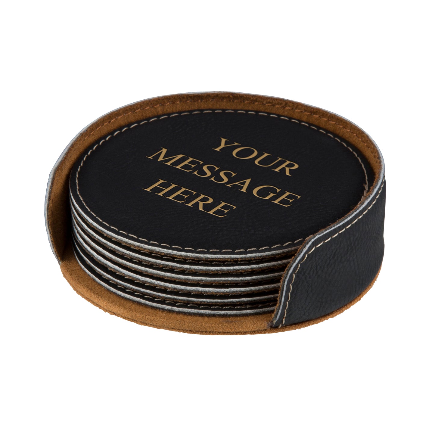 Leatherette Black Coaster Set (x6)