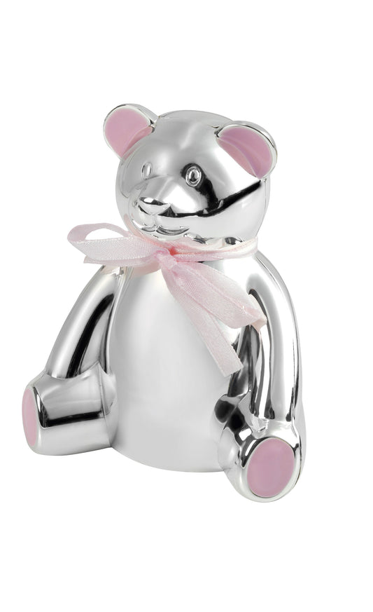 10cm Teddy Bear Money Box Pink Bow