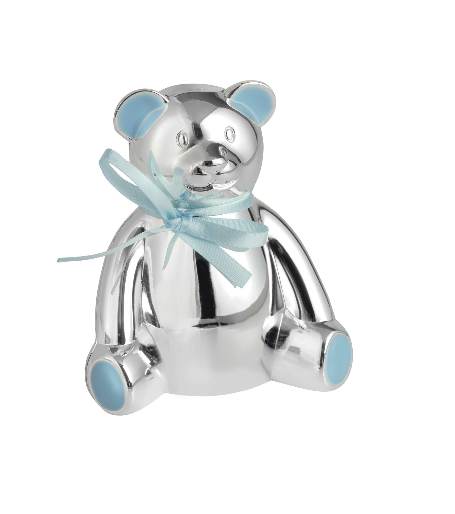 Teddy Bear Money Box Blue Bow