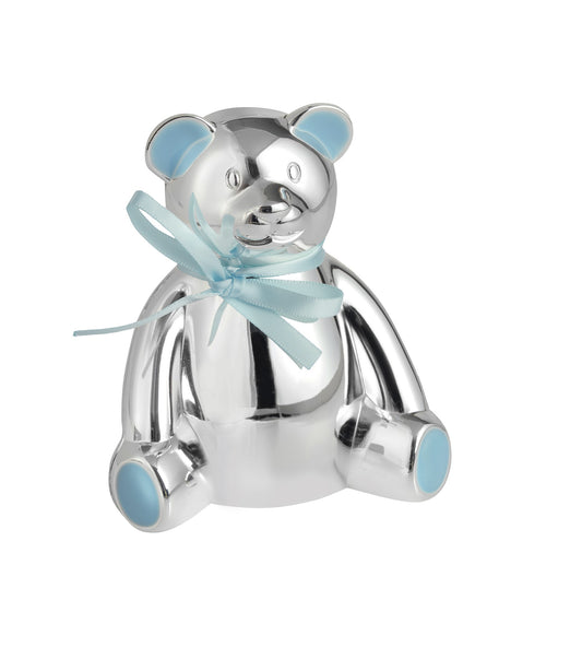 Teddy Bear Money Box Blue Bow