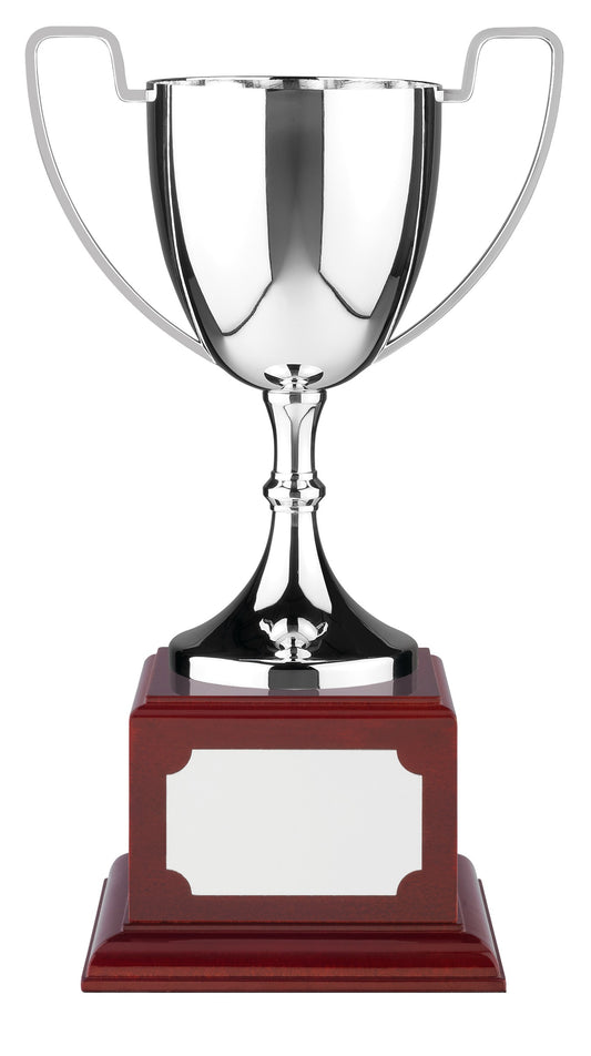Classic Nickel Platted Cup on Square Rosewood Base