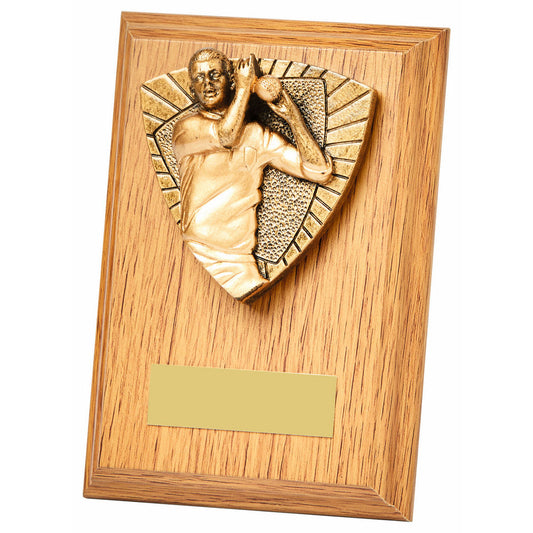 Cricket Bowler Wood Plaque Male - 2 Sizes