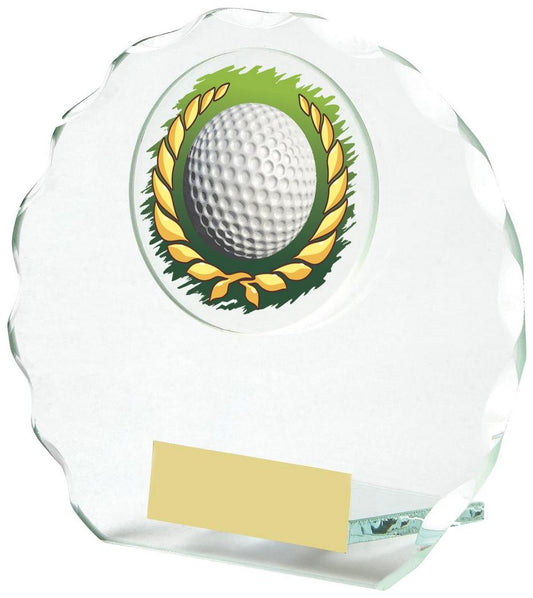 Round Jade Glass Golf Award