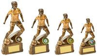 Antique Gold Female Footballer Resin - 4 Sizes