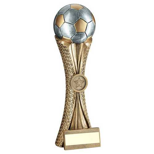 Brz|pew|gold Football On Tri Mesh Column With Plate (1in Centre) - 7in