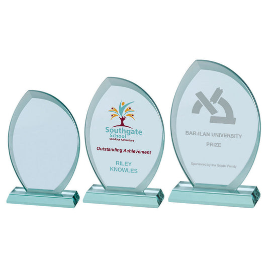 Jade Glass Plaque With Frosted Edges (15mm Thick) - 9.5in