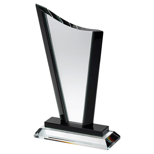 xx Clear Glass Curved Top Plaque With Black Side And Step (15mm Thick) - 8.5in