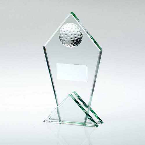 Jade Glass Pointed Plaque With Half Golf Ball And Plate