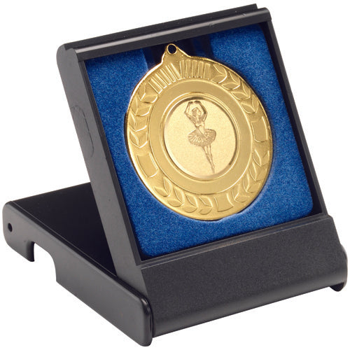 Black Medal Box Small (40|50mm Recess Blue Insert) - 3.5in (medal not included)