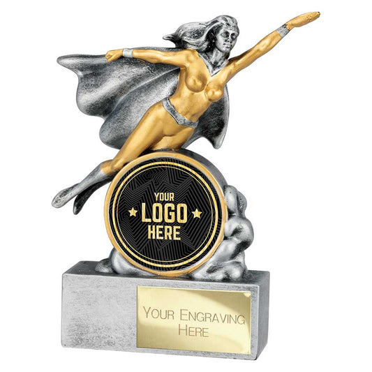 Superhero Resin Female Award Antique Silver & Gold 140mm