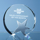 Optical Crystal Circle Award with Silver Star