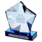 Clear Glass Pentagon Plaque With Star Detail On Black-Blue Base - 3 Sizes