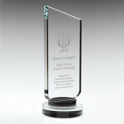 Clear Glass Plaque With Black Neck And Round Base