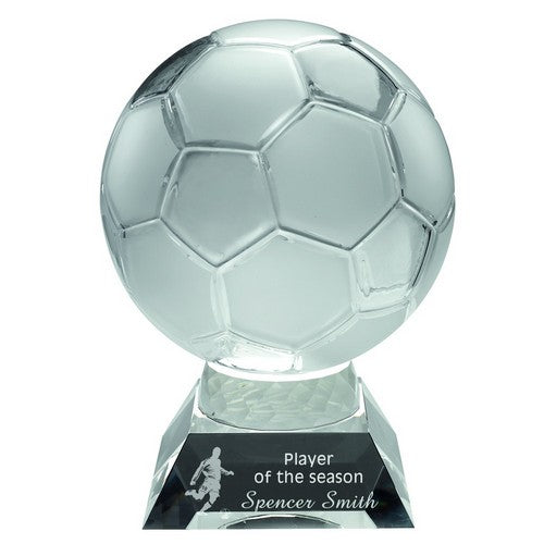 Clear-Frosted Glass Football On Base - 3 Sizes