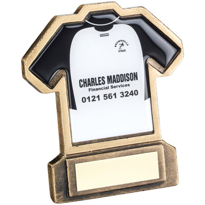 Bronze And Gold Resin Football Shirt Trophy