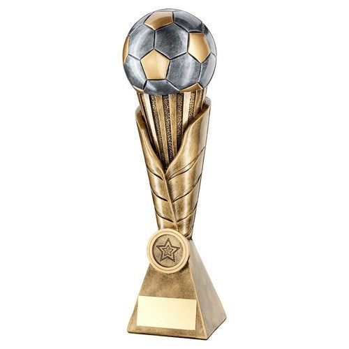 Brz-Pew-Gold Football On Leaf Burst Column Trophy - 4 Sizes