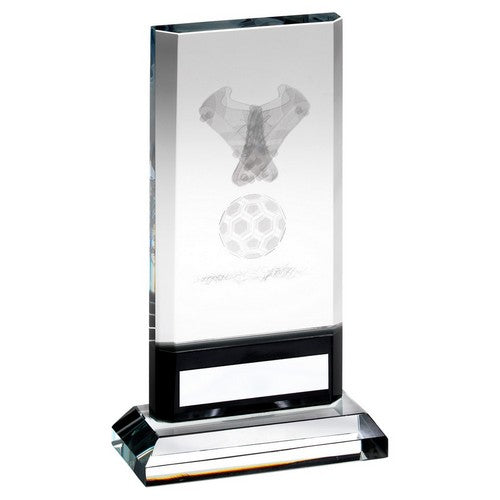 Clear-Black Glass With Lasered Football Image And Plate (15mm Thick) - Available in 3 Sizes
