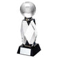 Clear Glass Column And Football On Black Base With Plate - Available in 3 Sizes