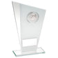 White-Silver Printed Glass Plaque With Football insert Trophy