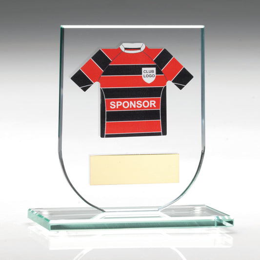 Jade Glass Plaque With Football Shirt Trophy