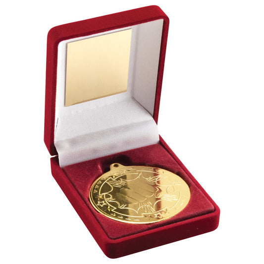 Red Velvet Box With Martial Arts Medal