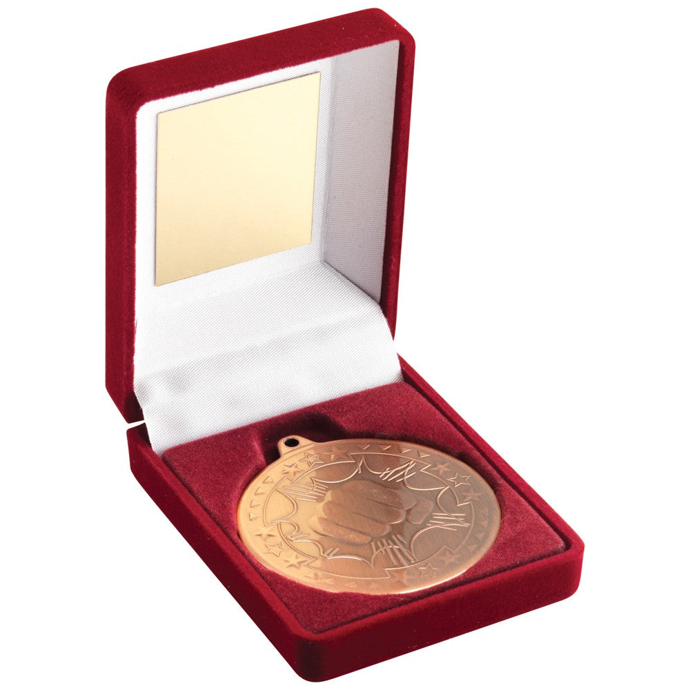 Red Velvet Box With Martial Arts Medal