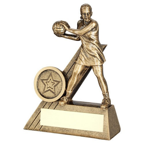Brz-Gold Female Netball Mini Figure With Plate - Available in 3 Sizes