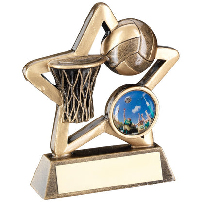 Bronze And Gold Netball Mini Star Trophy