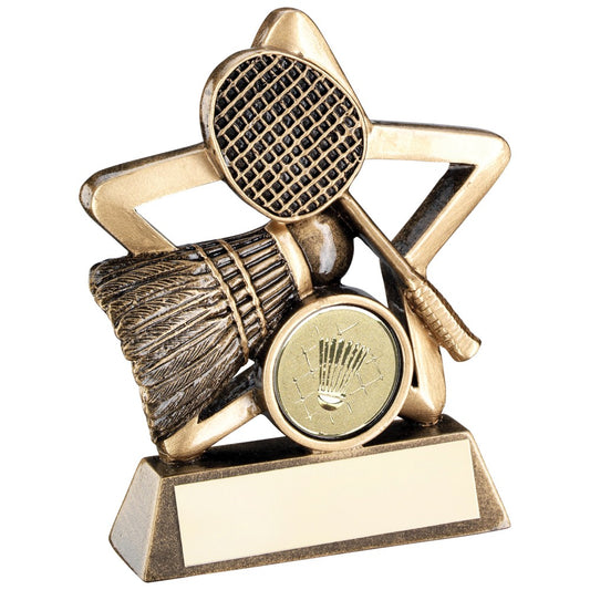 Bronze And Gold Badminton Mini Star Trophy