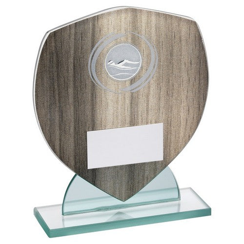 Wood Effect Glass Shield With Swimming Insert And Plate - Available in 3 Sizes