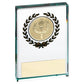 Jade Glass Block With Gold Wreath 12mm Thick With Plate - Available in 3 Sizes