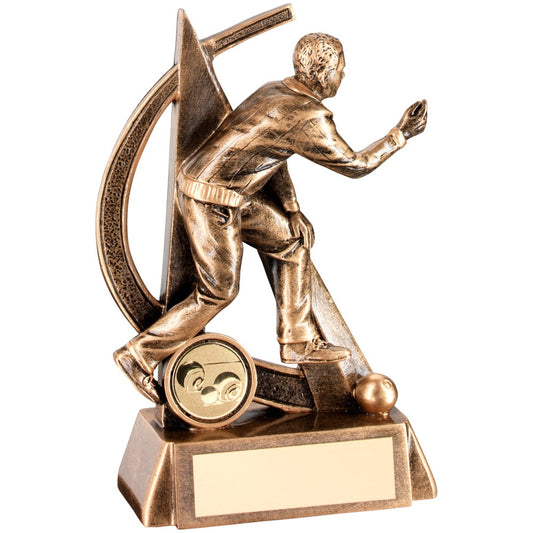 Bronze And Gold Male Lawn Bowls Geo Figure Trophy