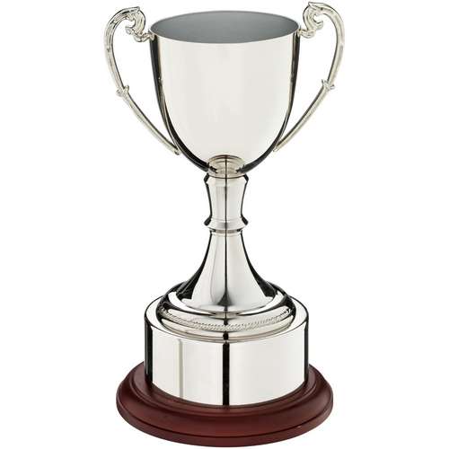 Nickel Plated Cup On Round Plinth With Band - Available in 6 Sizes